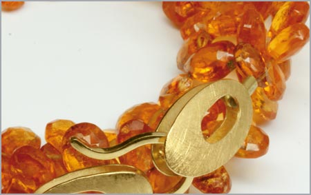 Mandaringranat Kette mit Verschluß Gelbgold